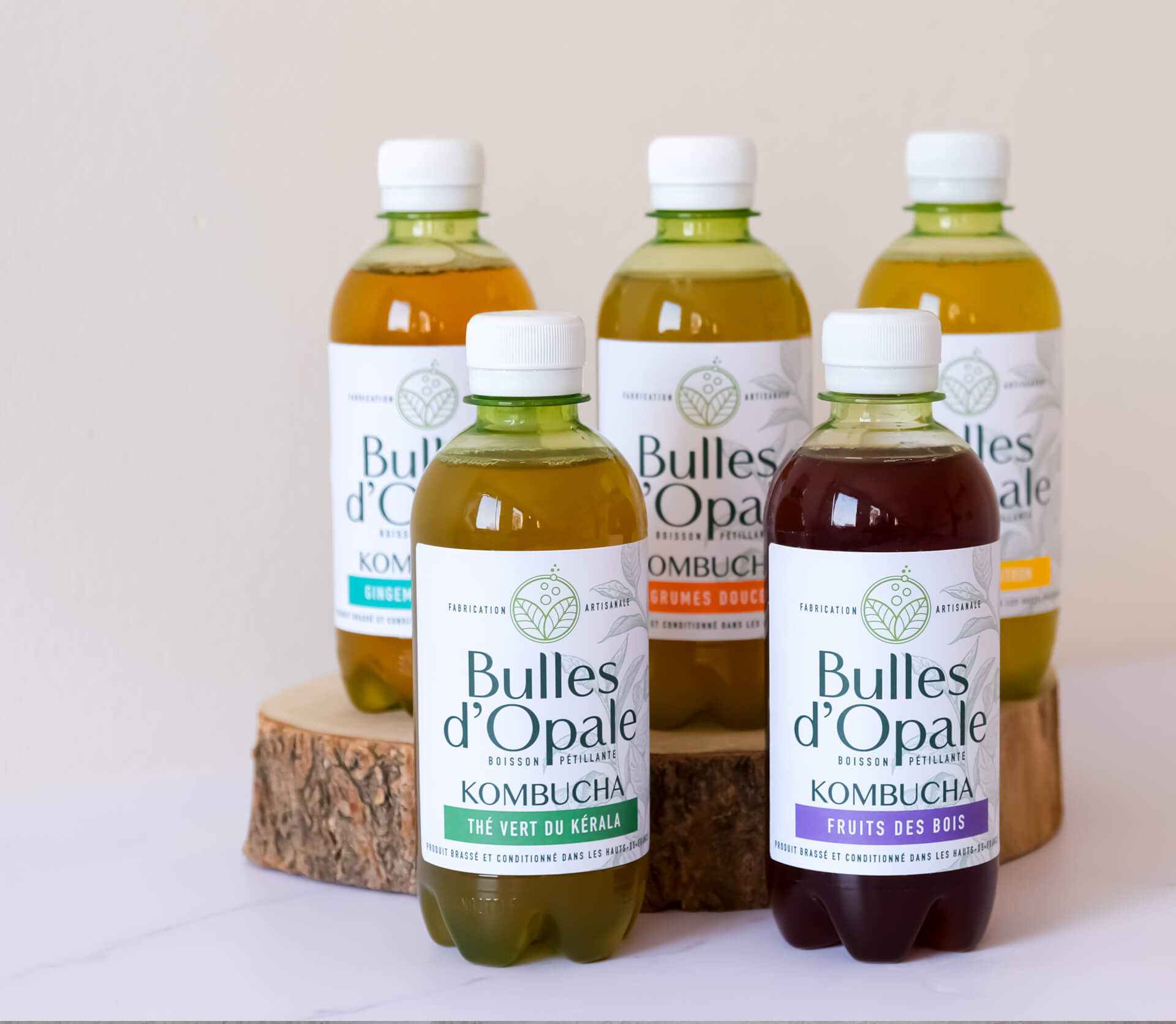 Bulles d'Opale, Nos Kombuchas, bouteilles biodégradables